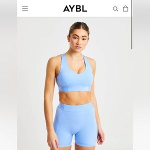 AYBL Training Sports Bra and Shorts Light Blue NWT